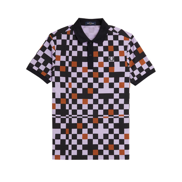 FRED PERRY Polo Polo Uomo motivo a quadri Nero lilla wisky - Francavilla Moda